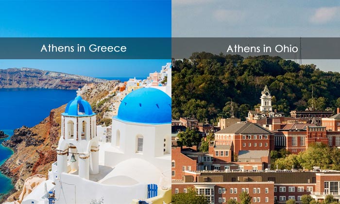 Athens in Greece & Athens in Ohio