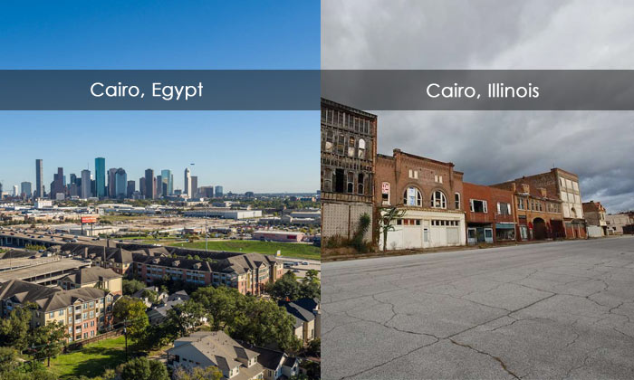 Cairo, Egypt & Cairo, Illinois