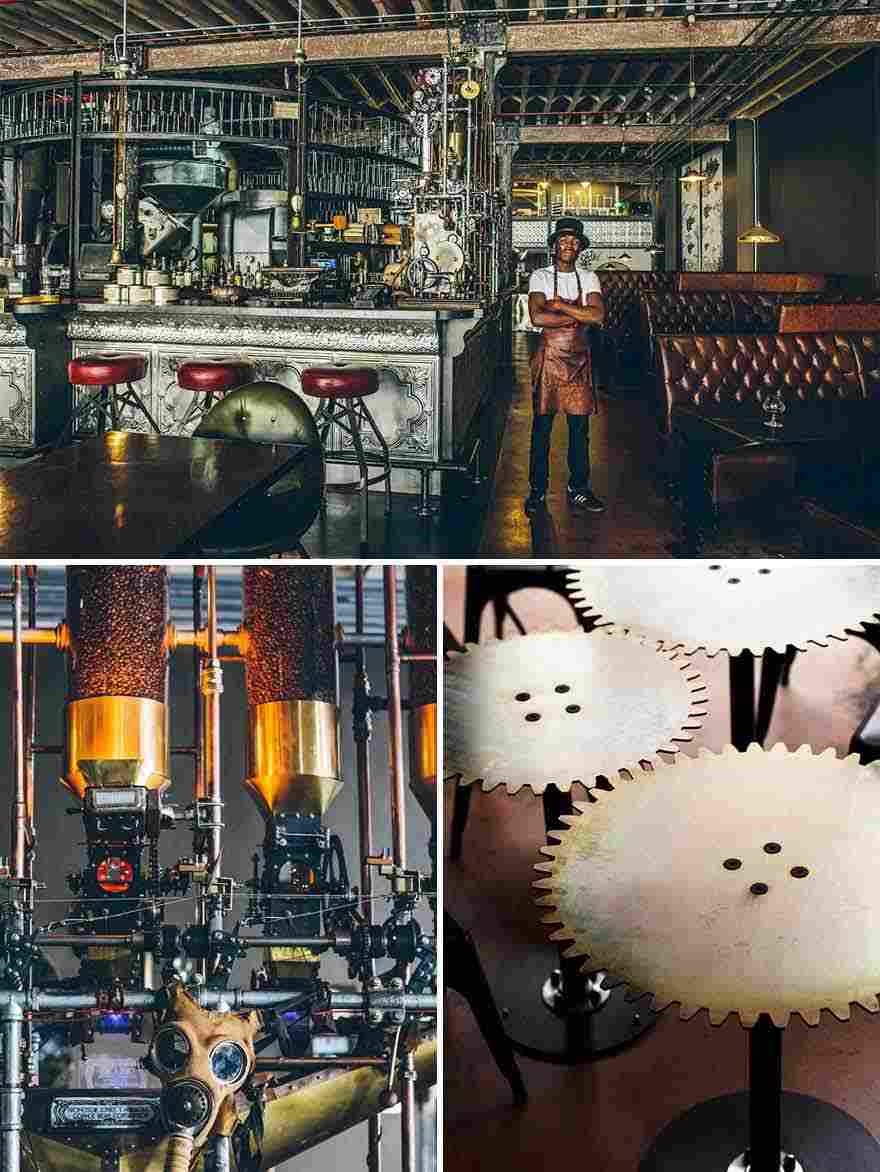 Truth Coffee, Cape Town, South Africa- Inside the stunning steampunk settings