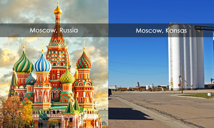 Moscow, Russia & Moscow, Kansas