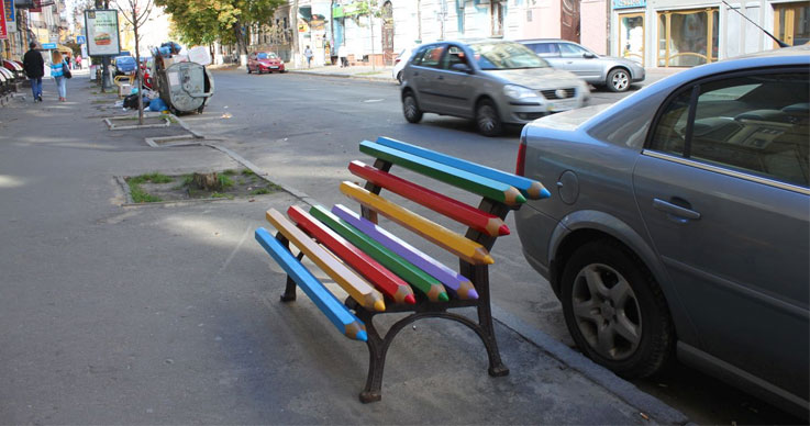 Bench of Pencils in Kiev, Ukraine