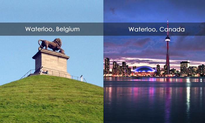 Waterloo, Belgium & Waterloo, Canada